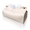 Rilmy Tissue Case, Stylish and Cute, Tissue Cover, Tissue Box, Leather, Nordic and Korean Interior Design, Faux Leather (Milky Ivory)