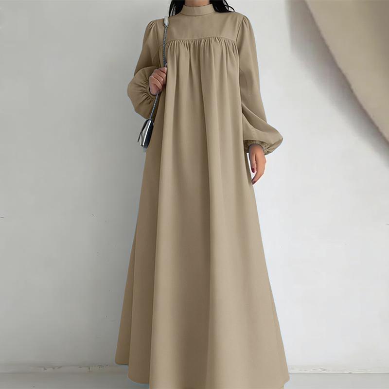 ZANZEA Damen Lässig Rundhals Elegant Locker Langarm Kleid