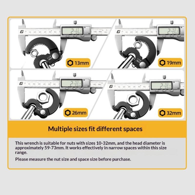 Adjustable T Shaped Wrench for Bathroom and Kitchen Use Flat Design Tight Space Ergonomic Handle Sturdy Steel Construction