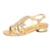 2025 New Fashion Sandals Ladies High And Low Heel Sandals Leather Women'S Sandals With Diamonds Outdoor Ladies Beach Shoes