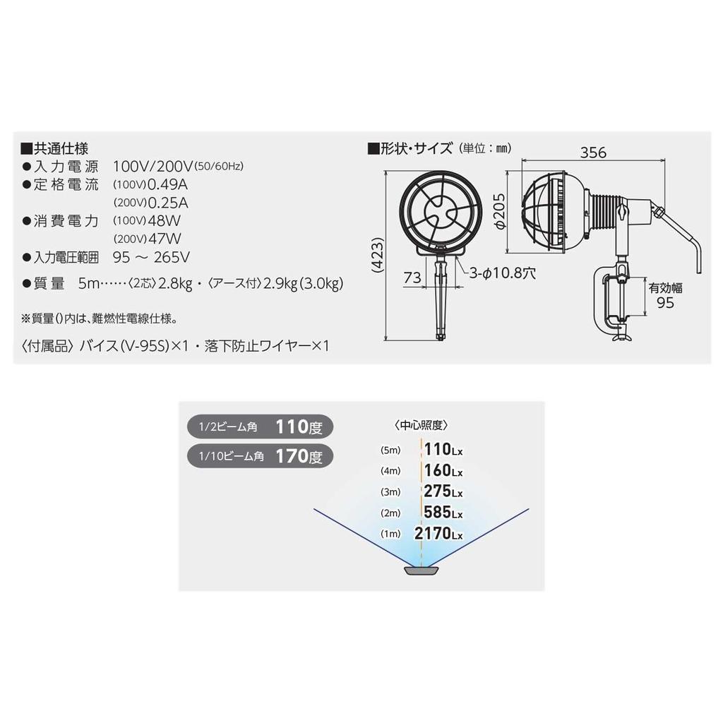 Ecobic LED Floodlight, 50W, Daylight White, with E, 5m PN Wire AFL-E5005JPN