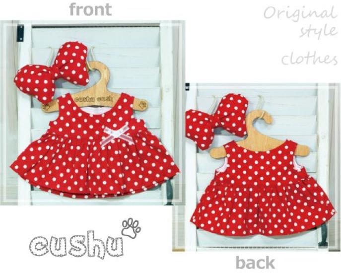 cushu cush UniBear Costume Red Polka Dot Sleeveless Dress Ribbon Size Small &