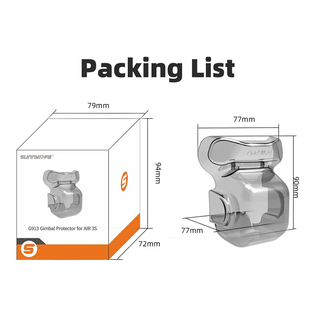 SUNNYLIFE A3S-G913 For DJI Air 3S Gimbal Camera Lens Protector Cover Anti-Scratch Plastic Protection Cap