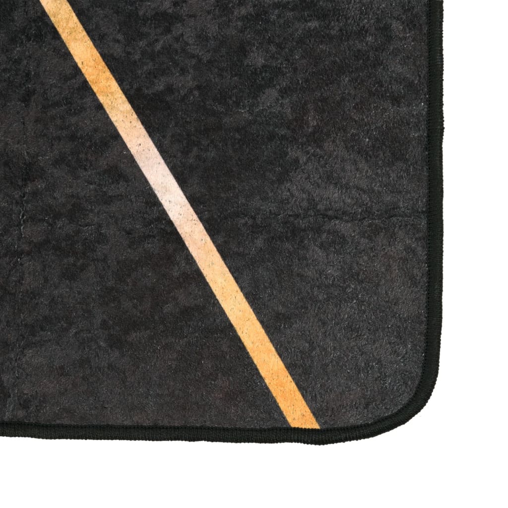 Washable Rug in Black and Gold 80 x 150 cm