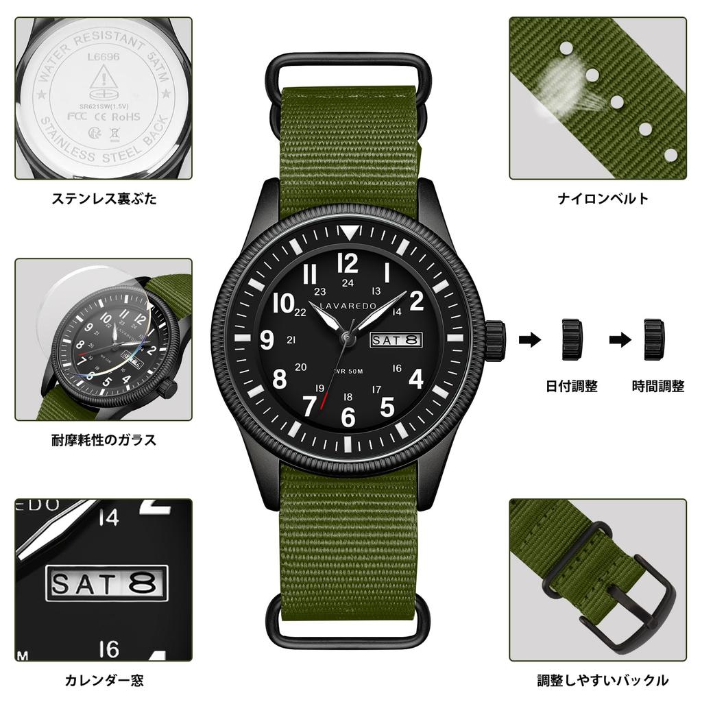 L LAVAREDO Quarz Einfaches Design mit Kalendertag Analog Einfach zu Sportuhr für Alltag und Outdoor Herrenuhr, & Anzeige, Armbanduhr, Lesen,