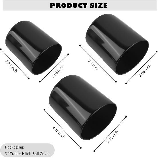 3PCS Trailer Hitch Ball Cover Kit,1-7/8",2",2-5/16" Trailer Ball Cover for Protecting Trailers Balls,Multi-Size Trailers Accessories Balls Hitch