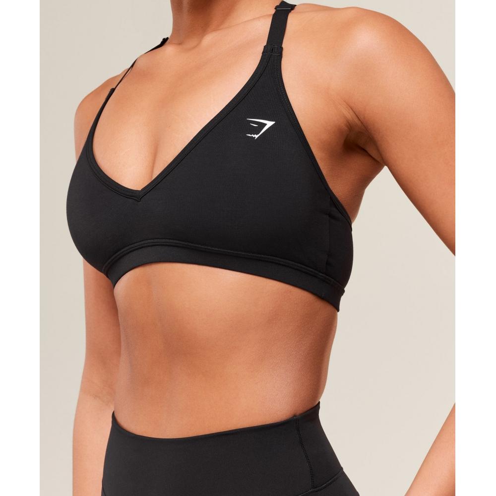 Gymshark Sutiene Sport Racerback din Bumbac Negru B3b3c Bb2j