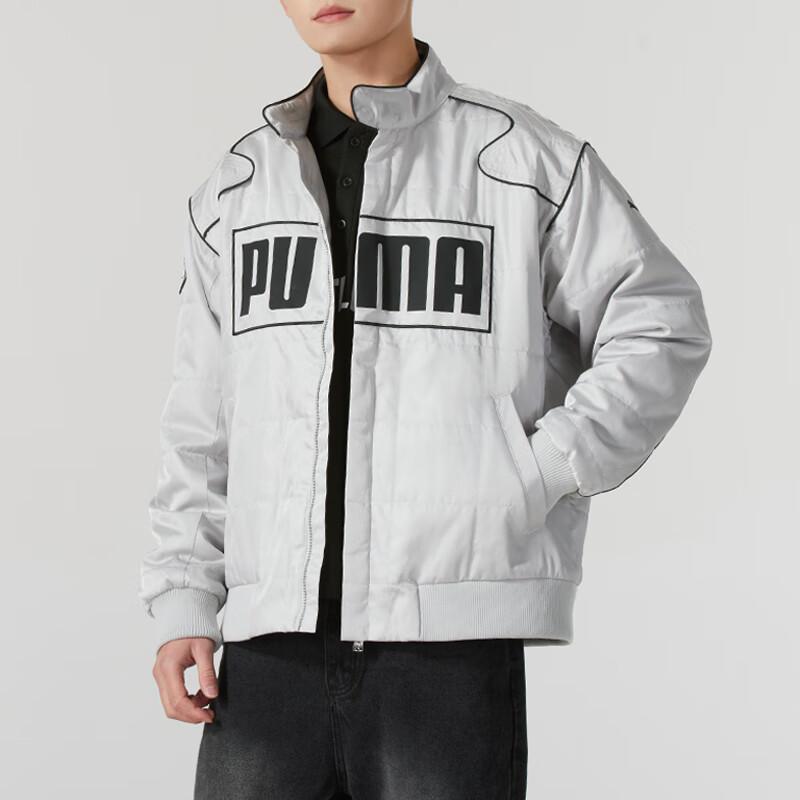 Puma Windproof Warm Stand Collar Zipper Long Sleeve Cotton Jacket Unisex jackets Gray 631974-61