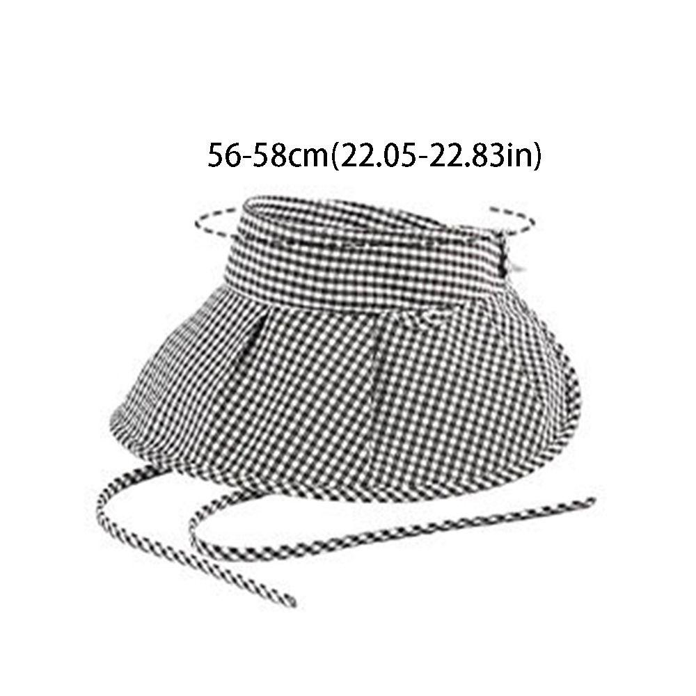 Plaid Print Large Brim Sun Hat Foldable Breathable Sun Protection Hats Pastoral Style Anti-UV Summer Fisherman Cap Travel