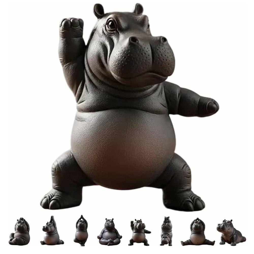 3D Printing Yoga Hippopotamus Statue Resin Hippopotamus Figurine Hippopotamus Decorative Ornaments Mini Multiple Styles
