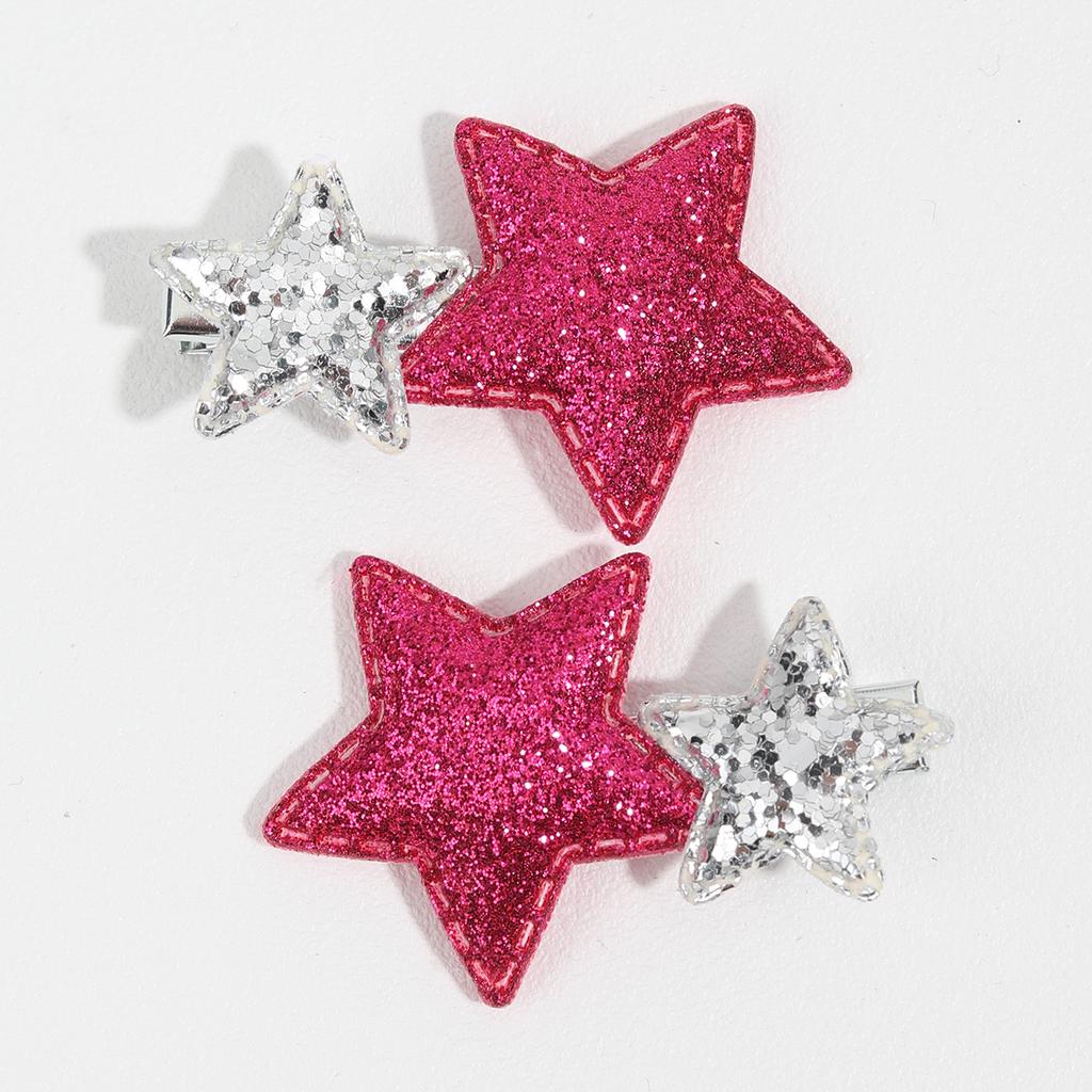 New Silver Star Hair Clip for Kids Girls Pink Glitter Hairpins Side Bangs Clip Barrettes Children Cute Headwear Hair Accessories