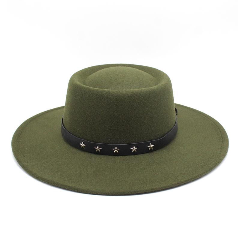 2022 Woolen Hat Women Spring And Autumn French Top Hat White Flat Edge Wide Brim British Men