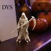 Dark Style Ornament Gothic Grim Reaper Figurine, 3D Printed Hooded Statue with Figurine Sickle, Spooky Robe Decoration for Halloween Indoor