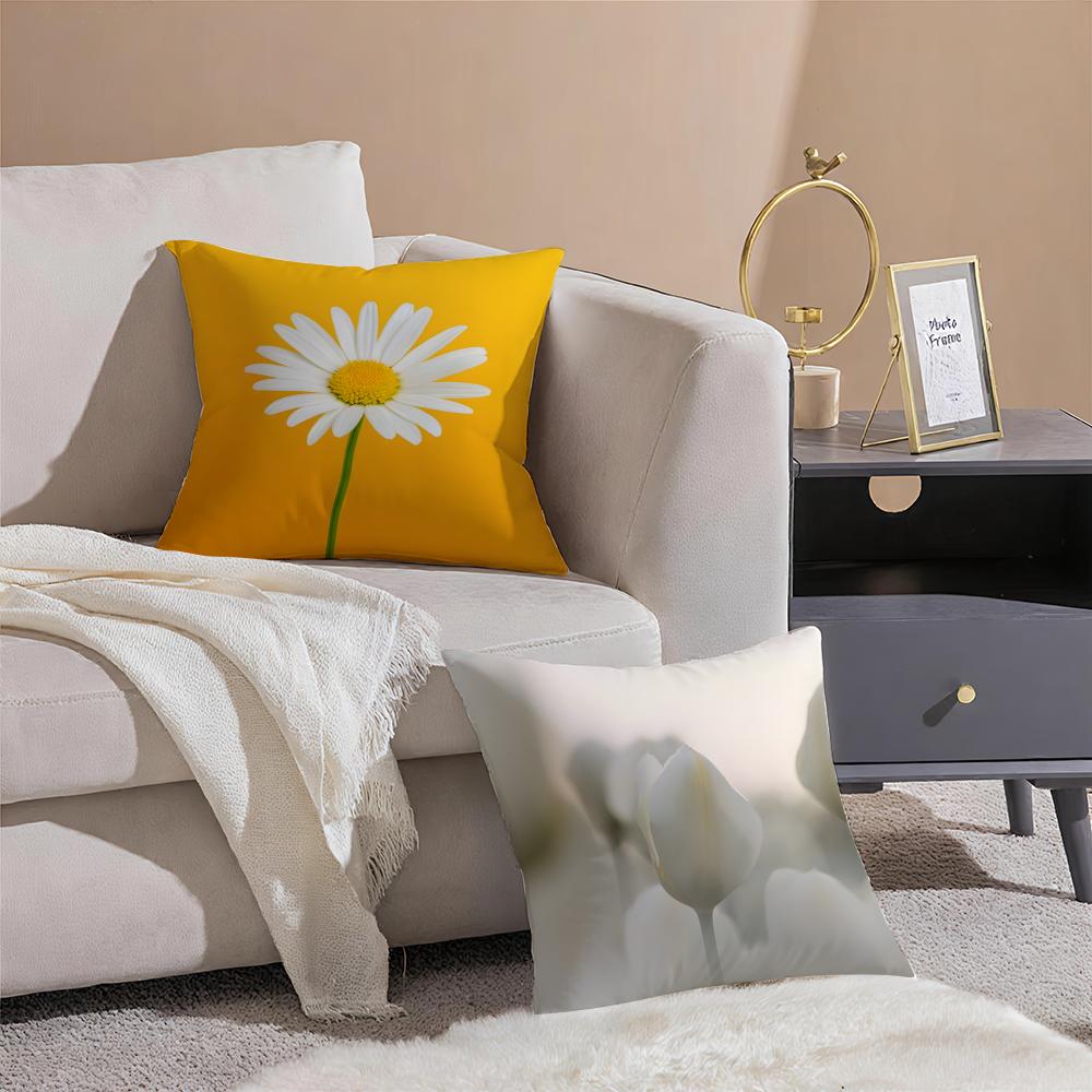 Still life with colorful flowers Cushion Cover Throw Pillow Cover Hidden Button Durable Polyester Chair Cushion