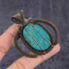 Tibetan Turquoise Handmade Copper Wire Wrap Jewelry Pendant 2.64" C6A66