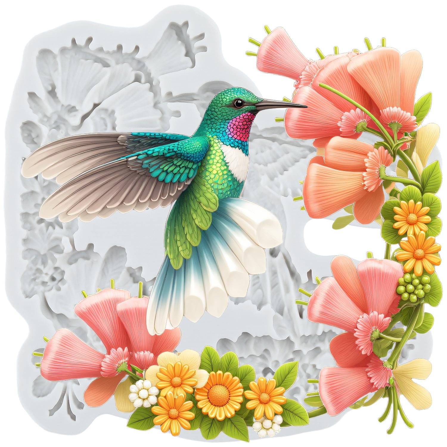 

Hummingbird Silicone Mold Flower Fondant Molds Cake Decorating Tools Cupcake Topper Candy Resin Clay Chocolate Gumpaste Mold серый