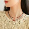Natural red agate necklace, Xiaomi bead collarbone chain, Bohemian bead necklace, jewelry, double-layer layered necklace