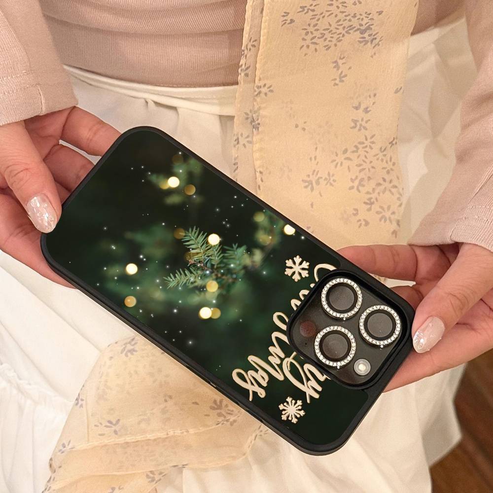 Christmas Tree Pattern Fashion Ins Phone Case For IPhone17 16 15 14 13 12 11 Pro Max Glossy HD Hard PC Cover