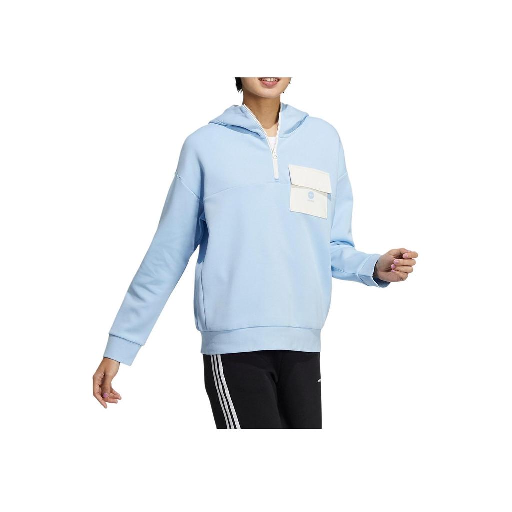 adidas Neo Thickened Sports Hoodie Women Tops Blue HE4492