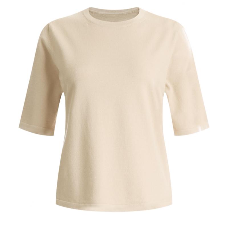 Shop Women Round Neck Tencel Mono ShorT Sleeve KniT T shirT Ivory Frb Wkn 1215