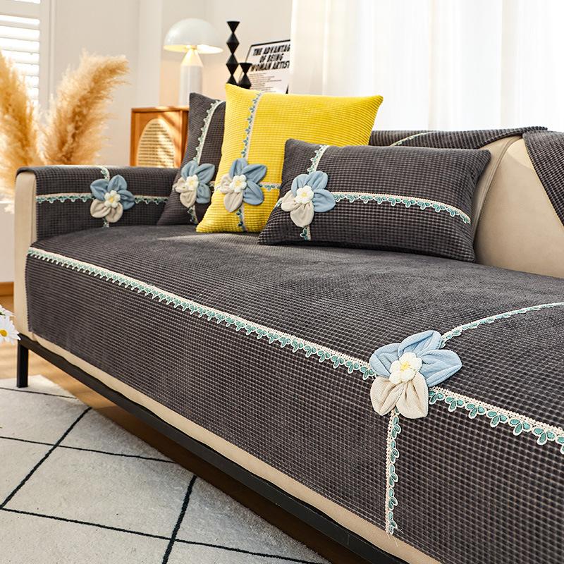 

Подушка для дивана, зимняя, плюшевая, в деревенском стиле, простой современный универсальный чехол для дивана на четыре сезона, нескользящий тканевый чехол 70*70cm