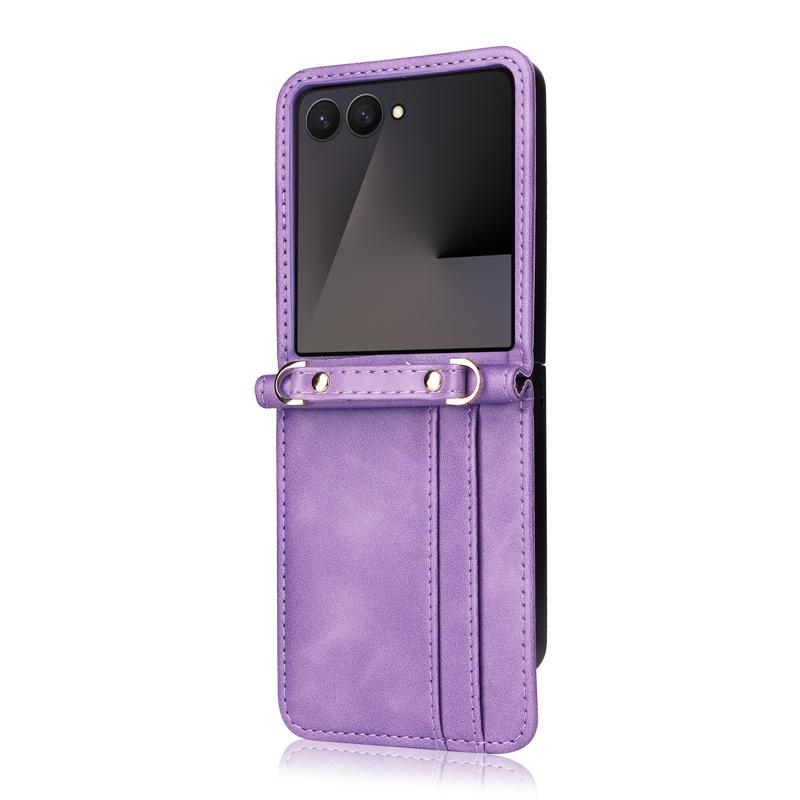 For Samsung Z Flip 7 Bags Crossbody Leather Cards Slot Wallet Bag Case For Galaxy Z Flip 7 Portable Lanyard Pocket Cover