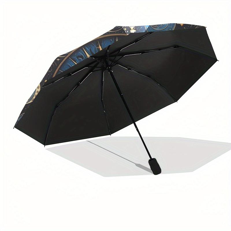 Sun, Moon-themed, Eight-ribbed, Self-folding Umbrella Is Suitable for Everyday Outdoor Use and Is An Ideal Gift for Friends and Family, As A
