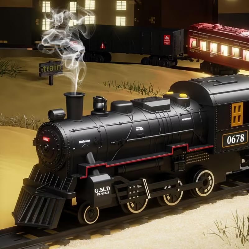 Zmart Klassischer Elektrischer Eisenbahnzug Dampflokomotive Lichter und Geräusche Aktiviert durch Hinzufügen von Wasser Elektrisches Eisenbahnmodell Dampflokomotive Eisenbahnset