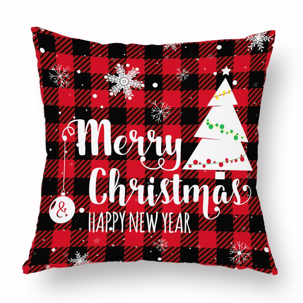 Christmas Hug Furniture Pillowcase Red Plaid Sofa Waist Support Pillow Home Home Decor Linen