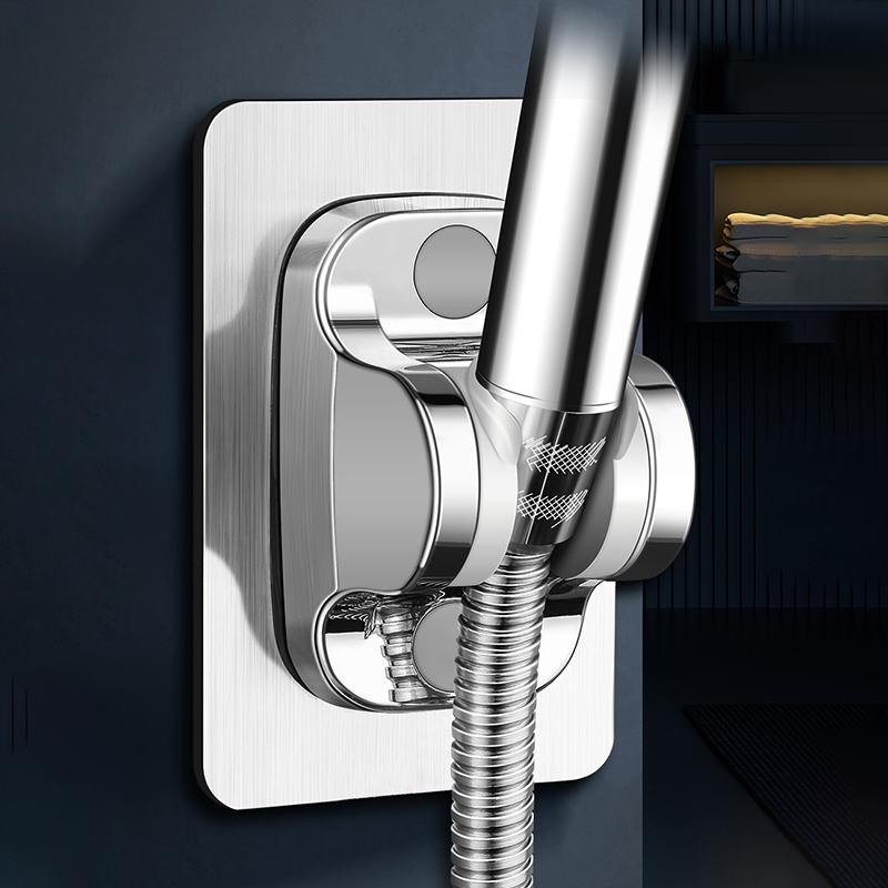 Suport autoadeziv pentru cap de duș, reglabil, montat pe perete, placă de bază fixă, suport pentru accesorii de baie