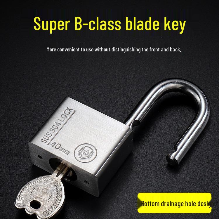 304 Stainless Steel Waterproof Anti-theft Door Padlock - Rustproof, Rainproof & Anti-pry for Outdoor Use
