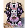 Fashion Women's Crew Neck Short Sleeve 3D Animal Color Printing Animal Short Sleeve Crew Neck T-Shirt