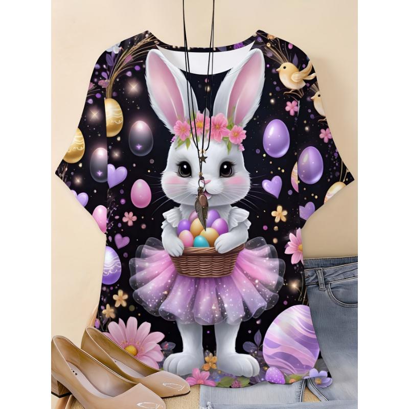 Fashion Women's Crew Neck Short Sleeve 3D Animal Color Printing Animal Short Sleeve Crew Neck T-Shirt