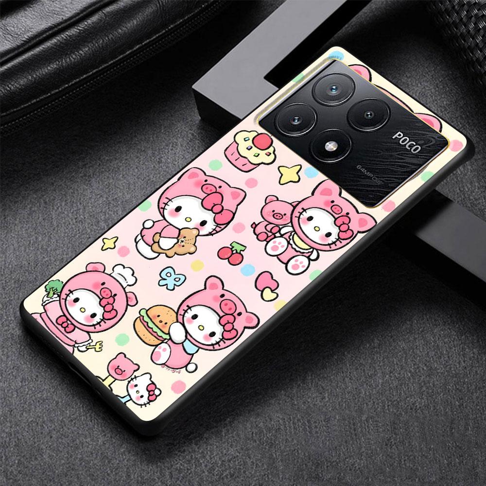 Hello Kitty Kawaii KT Cat Case for Xiaomi Poco M3 X3 NFC X5 M5s M4 Pro 5G F3 Black Silicone Soft Phone Cover Coque
