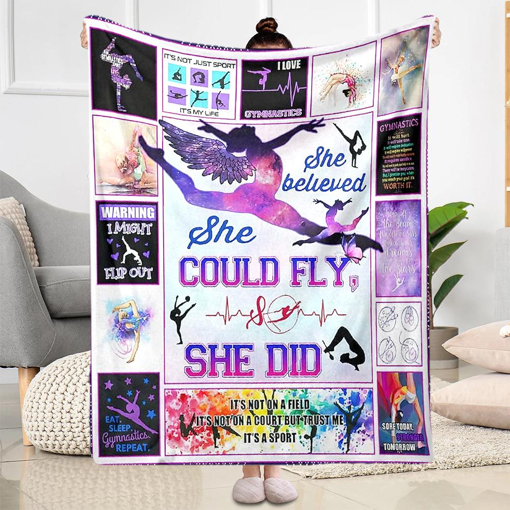 Gymnastics Art Quotes Blankets Are Suitable for Living Rooms, Bedrooms, Camping, and Other Places, Making Them an Ideal Choice for Gifts.