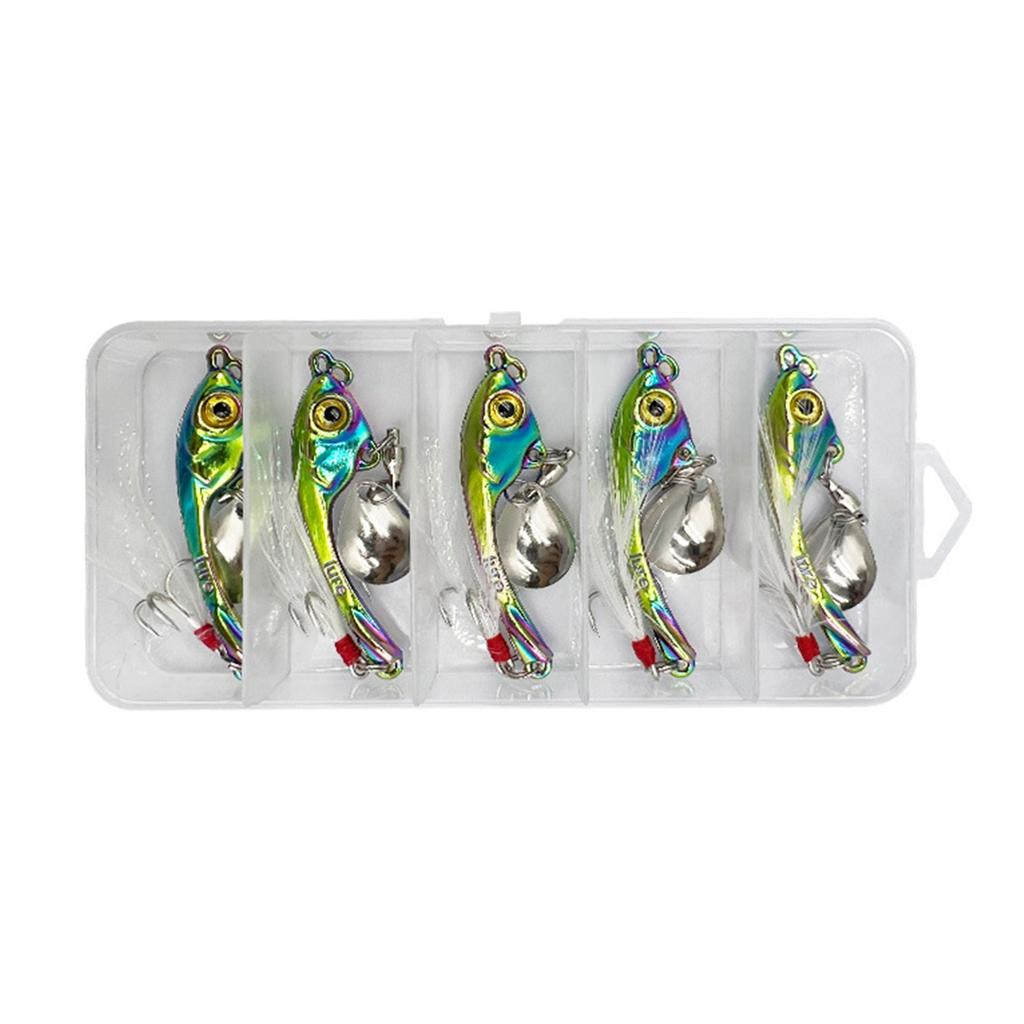 5Pcs Spoon Metal Hard Spinner Baits Fish Lures Spinner Swimbaits Colorful Sequins Lures Baits Treble Hook Fishhooks Set