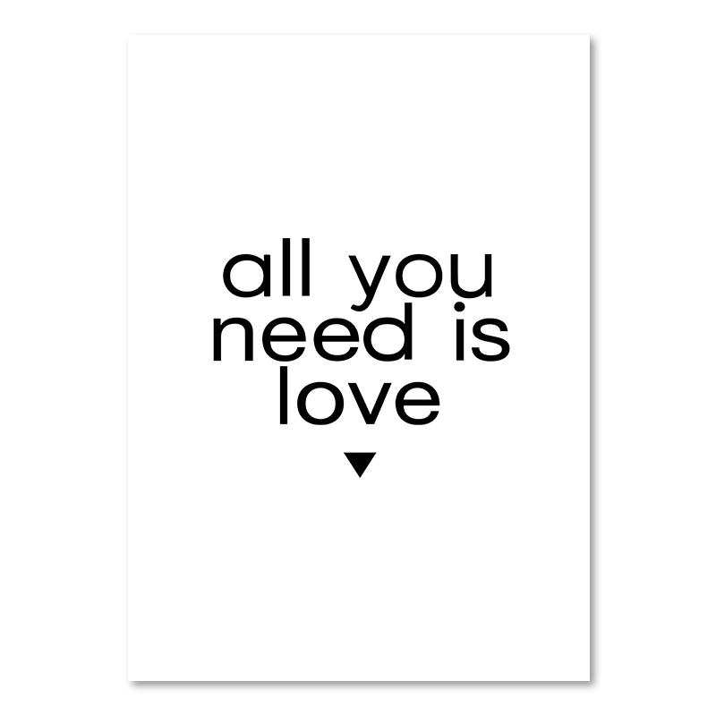 Schwarz-weißes Lebenszitat auf Leinwand, Gemälde im skandinavischen Stil, Liebesposter und Druck, nordische Wandbilder für Wohnzimmer, Heimdekoration