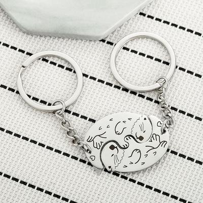 Tier Schlüsselanhänger Set Auto Schlüsselanhänger Otter Schlüsselanhänger Edelstahl Taschenanhänger Geschenk für beste Freunde und Paare