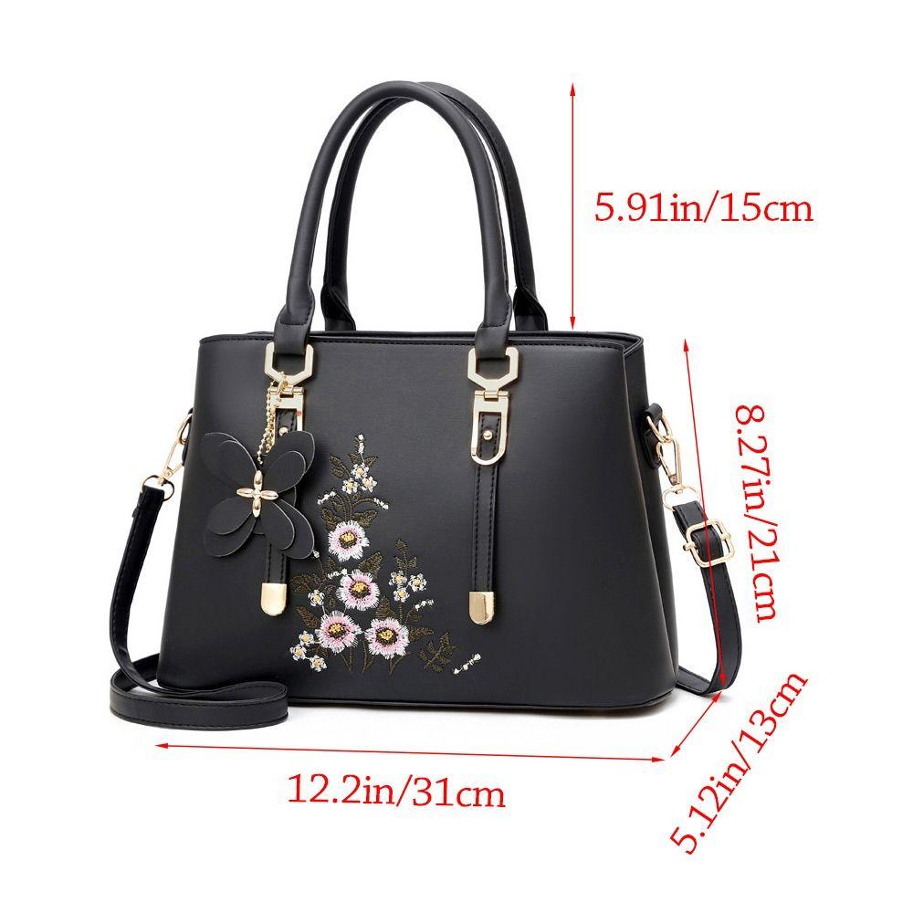 Fashion PU Leather Shoulder Bags Solid Color Large Capacity Ladies Handbags with Pendant Female Messenger Bag