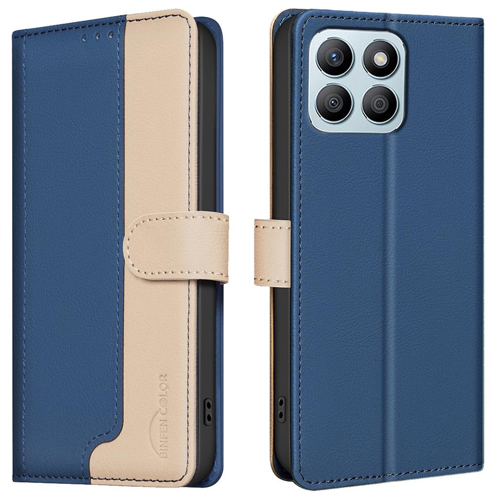For Honor X8b 4G Leather Case Splicing Color RFID Blocking Phone Cover