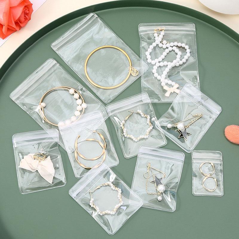 20-Pack Thick PVC Jewelry Bags - Self-Sealing Clear Pouch for Anti-Tarnish Storage of Earrings/Necklaces Zip Lock Protection