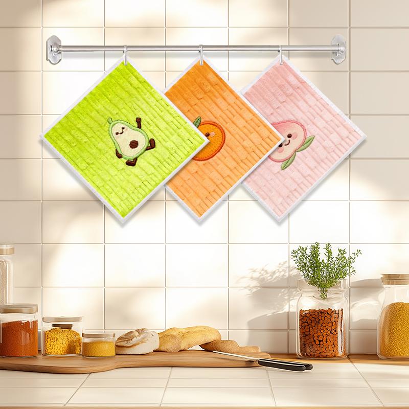 

6PCS Cleaning Dishcloths Reusable Kitchen Dish Towels Smiling Fruit Pattern Dishcloth Absorbent Lint Free Cloth Washable Duster Rags Tea Towels J110A-3PCS
