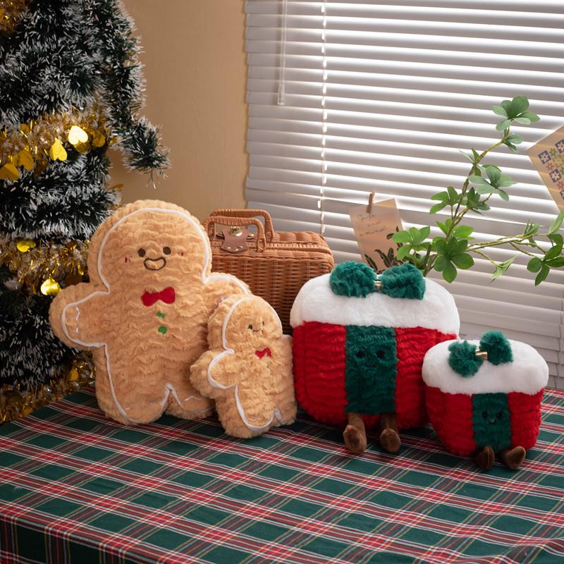 Christmas Tree Gingerbread Man Gift Box Plush Dolls Stuffed Soft Plant Toys For Kids Family Xmas Decoration Gift