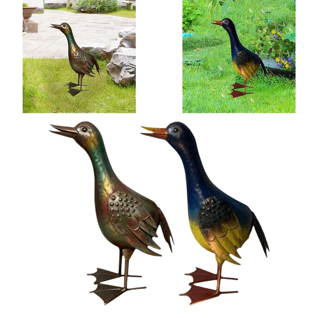 Vintage Metal Duck Garden Sculpture Realistic Bird Art Statue Outdoor Decorative Ornament for Yard Decor