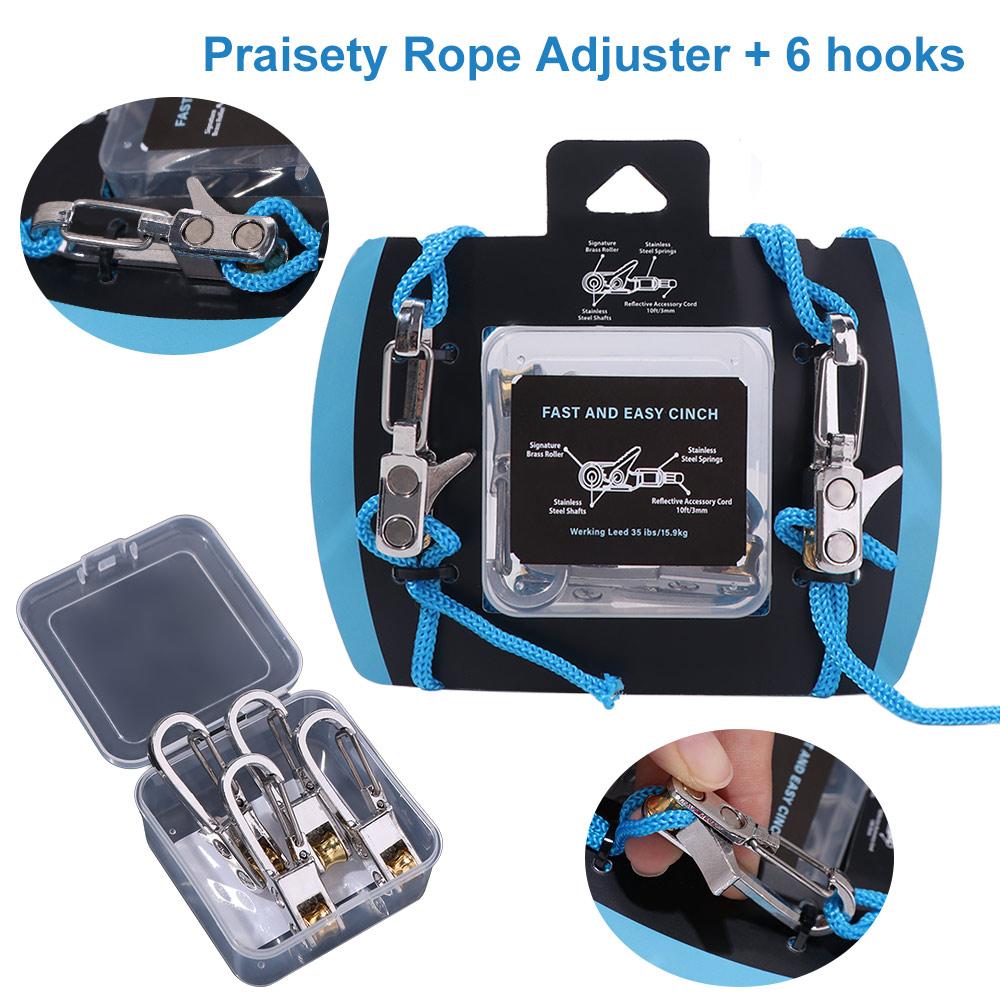 Non-Slip Paracord Adjusters 6 Hooks Cable Puller Secure Rope Tension Adjuster  Camping