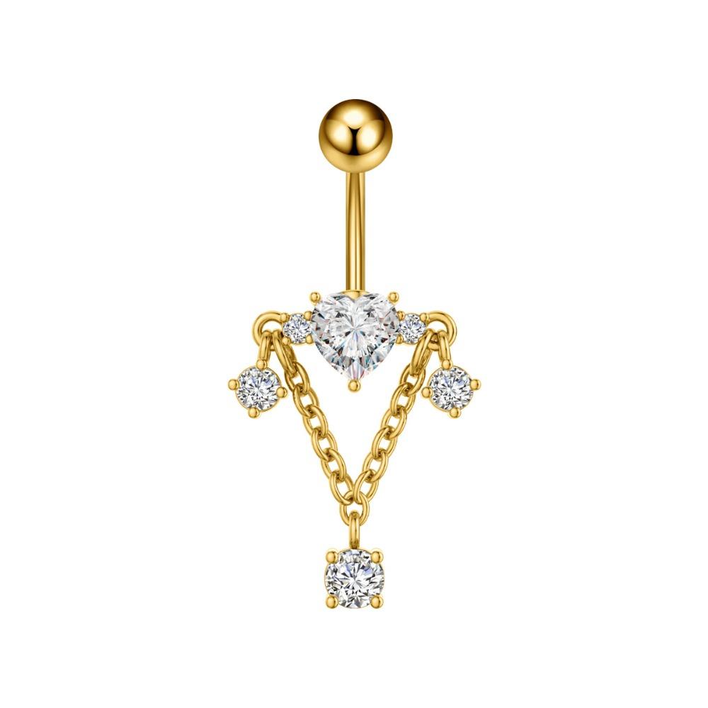 Elegant Gem Navel Piercing Copper Shiny Body Jewelry Crystal Ball Belly Button Rings  Accessories
