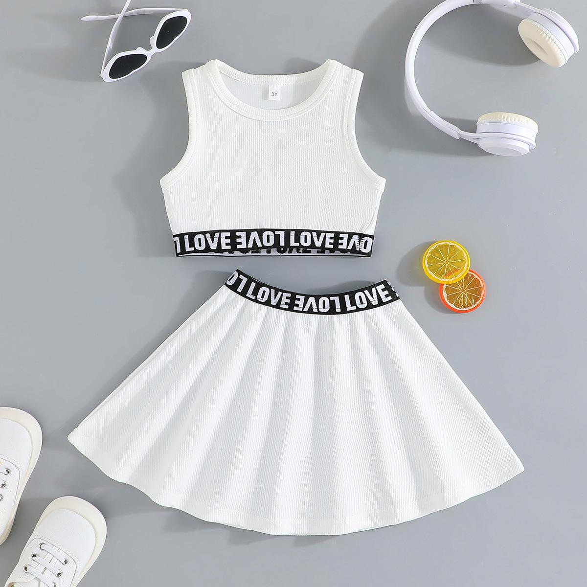 

Новая детская летняя одежда для детей 3-7 лет, пляжный костюм для девочек, юбка, милый спортивный костюм с юбкой 8Y белый
