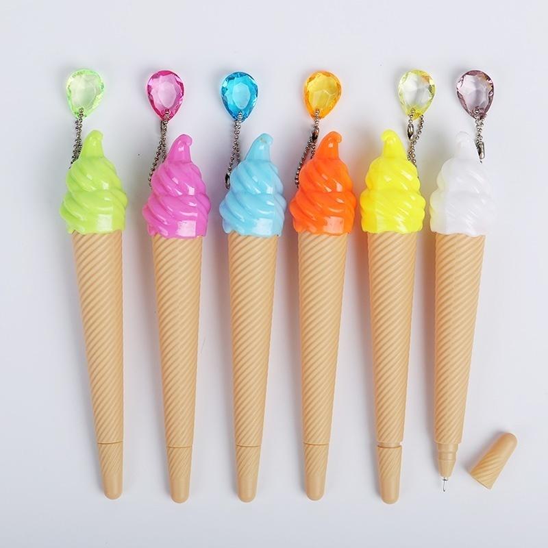 Lotto 6 Pezzi Penna Gel Gelato Cartone Animato Scrittura Carino Regalo Festa dei Bambini Penna Gel 0,38 Mm Forniture Scolastiche Accessori Ufficio