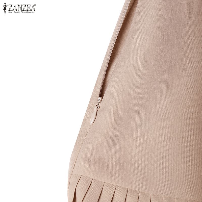 ZANZEA Kadın Günlük Yaka Yazlık Kısa Kollu Elbise