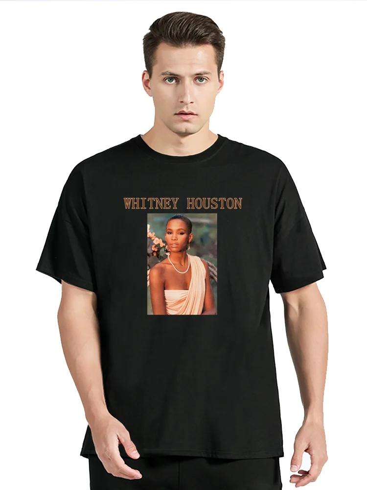 Men Whitney Houston T-shirt Short Sleeve Tshirt Black O-Neck Cotton T Shirt Men Top Tee Plus Size Harajuku Clothing